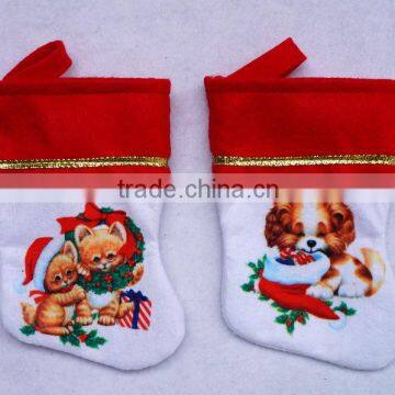 heat transfer print cat and dog mini Xmas stockings                        
                                                Quality Choice