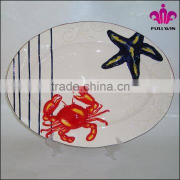 wholesale Ceramic Oval Seafood Serving Platter