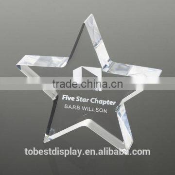 star shaped clear high polish edge acrylic paperweight with silk print logo