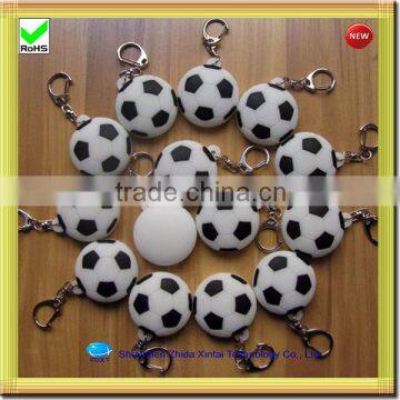 football shape led flash light silicone personalized keychain