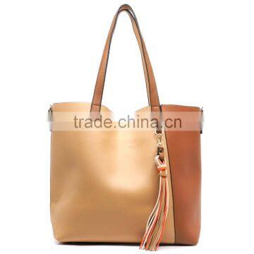 2016 2 Toned Colorblock Tassel Tote lady fashion handbag lady handbag