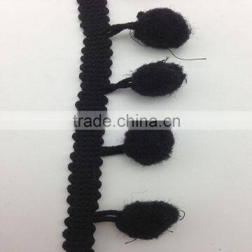 wholesale 22yards sewing craft black pom pom fringe trim ball pompoms