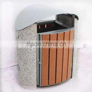 Outdoor litter bin reycled plastic metal garbage container