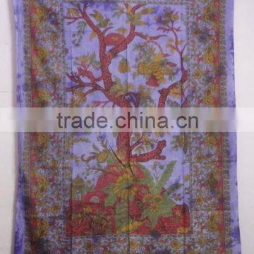 RT-605 Purple Tree Of Life Designer Tapestry Wall Hanging Sanganeri Screen Printed Bedspread, Bed Cover Jaipur Manufacturer