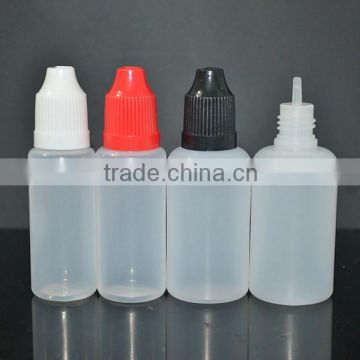 empty pe plastic e-cig juice bottle with long thin lids