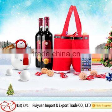 Fashion design felt Christmas Santa Pants wine bottle bags