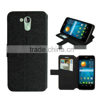 Black wallet leather case for Acer Liquid z500 case silk slim stand wallet leather high quality factory price