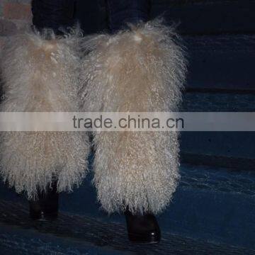 2016 Customed Boots Sleeves High Knee Fur Socks Fad Trend Mongolian Sheep Fur Leg Warmers