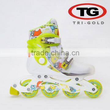 Hot sales Adjustable new fashion design inline skate kids high quality green colorful roller skate