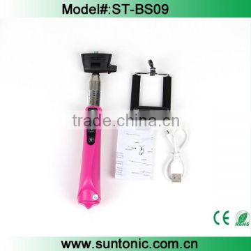 wirelsss bluetooth monopod selfie stick with new design which can adjust focus distance