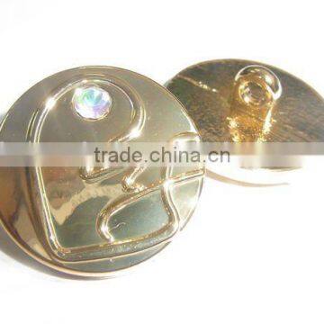 Metal Hand sewing button with crystal for coats