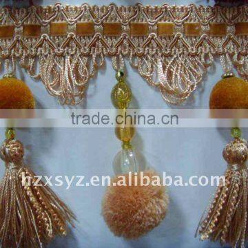 Ball Fabric Tassel Fringe with Beautiful Trim And pompon