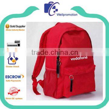 Promotional red customized logo polyester oem school backpack for teenagers