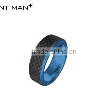 Fashion Design American Style bule plating Custom carbon fiber ring for men Titanium Ring Band