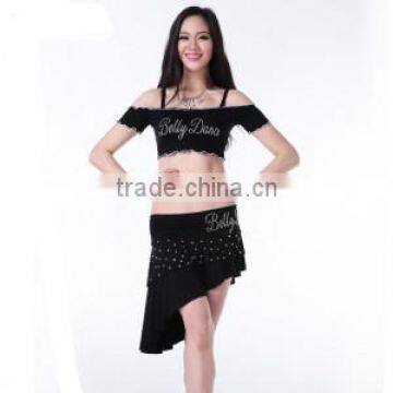 Wuchieal Modal Belly Dance Clothes with Small Crystals