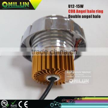 Hot Sell Double Angel Eyes Motorcycle LED Headlight With Projector Lens photo-2