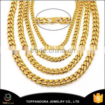 all size14k gold plated cuban chain stainles steel rock statement chain necklace for men                        
                                                Quality Choice