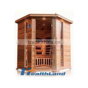 healthland far infrared carbon red cedar sauna room corner person indoor sauna