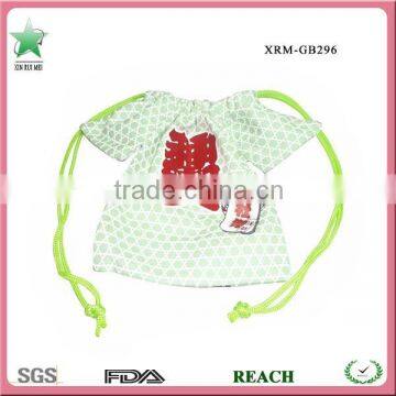 T-shirt shaped promotional cotton drawstring pouch