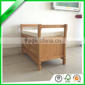 Bamboo Shoe Storage Rack Bench With White Sponge Mat photo-4
