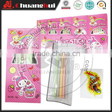 Manufacturer Chuanghui: 16g CC stick with Tattoo / Fruit Stick Candy