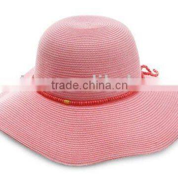 Ladies' sewn braid straw hat