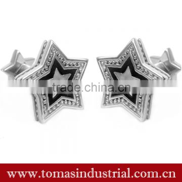 Hot selling fashion silver Star cufflinks Stainless Steel star shape Personalized Custom metal Cufflinks and tie clips