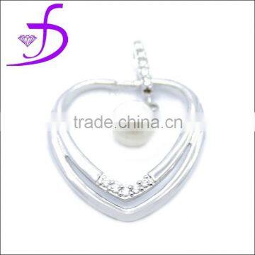 Wholesale OEM 925 Silver jewelry heart shaped pearl pendant