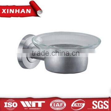 wholesale bathroom accessories round base soap dish, glass dish bath hardware accessory set