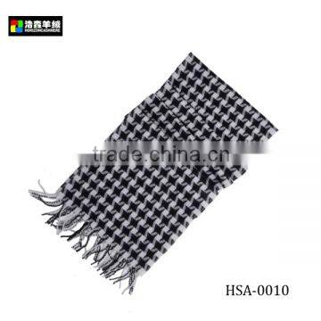 Pure Mongolian Cashmere Scarf, White And Black Latticed Scarf