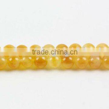 SL72215 Dyed Yellow Jade Plain Round Beads