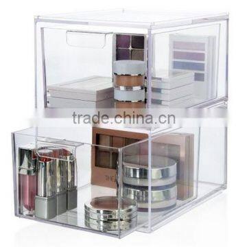 2-Pack Premium Quality Stackable Cosmetic Storage and Makeup Palette Organizer Drawers