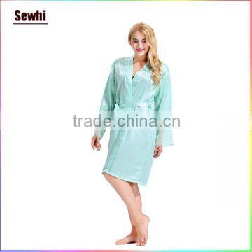 Wholesale Various Pure Color Bathrobe Plain Dyed Silk Kimono Robe photo-5