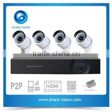 factory professional 4 channel 720p/960p/1080p waterproof cctv ahd dvr kit