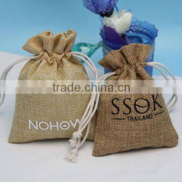 Eco friendly drawstring glue jute tobacco bag wholesale