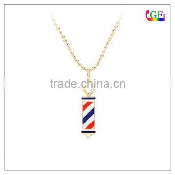 Gold Fashion Barber Shop Pole Necklace