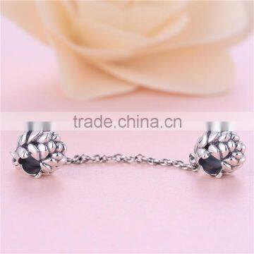 Solid Silver Flower Safety Chain Fit for Silver European Brand Bracelet photo-4