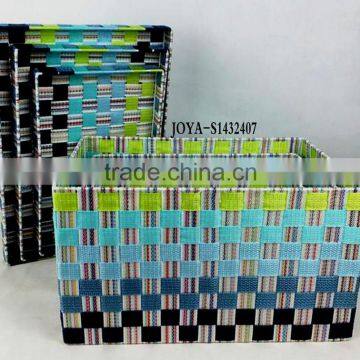 3pcs/set Handmade Colour Nylon Storage Basket With Lid