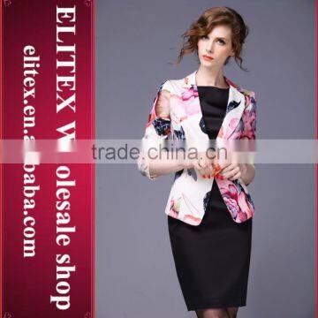 2015 HOT Newest Pink Flower Fashion Woman Sexy OL Blazer