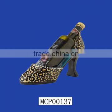 Sexy Leopard Print Rhinestones High Heel Shoe Novelty Wine Bottle Holder