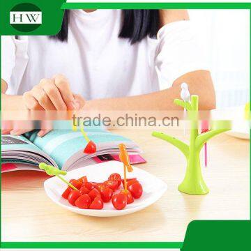 Eco Plastic Tableware Kid Cartoon Tree Birdie Fruit Fork Set photo-5