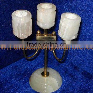Hot Sale Popular ONYX CANDLE HOLDERS STANDS BRASS WORK photo-5