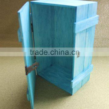 Vintage Painted Blue Customized Polished Wooden Box With Lock photo-5