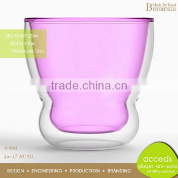 Unique Shaped Pink Color Drinking Glass