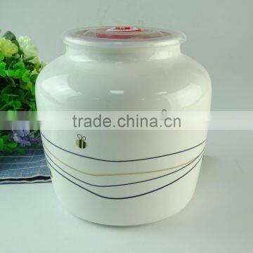 Cheap glazed ceramic sugar pot with covers in stock , China flower pot with decal