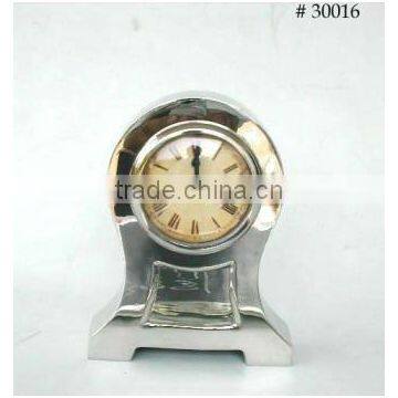 Nickle plated brass table clock, decorative table clock, fancy table clock