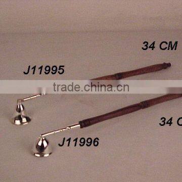 Silver Plated Brass Candle Snuffer Brass With Wooden Handle