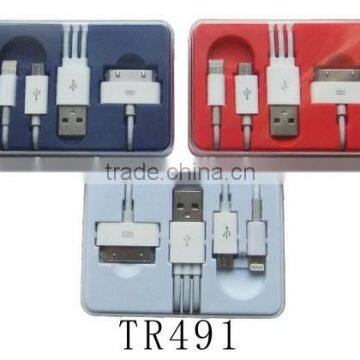 Universal 4 in 1 mobile phone USB charger set box kit