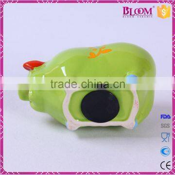 Handmade Craft Green Pig Shape Ceramic Piggy Bank photo-6
