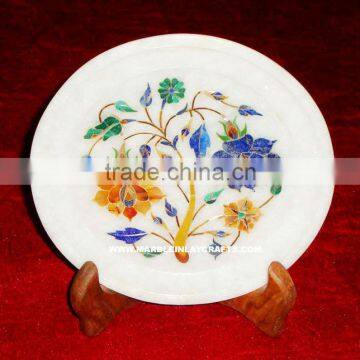 Antique Marble Inlay Plate Pietra Dura Marble Inlay Plate